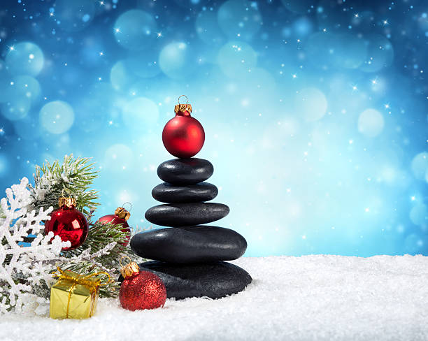 pebble of spa stones with christmas decoration